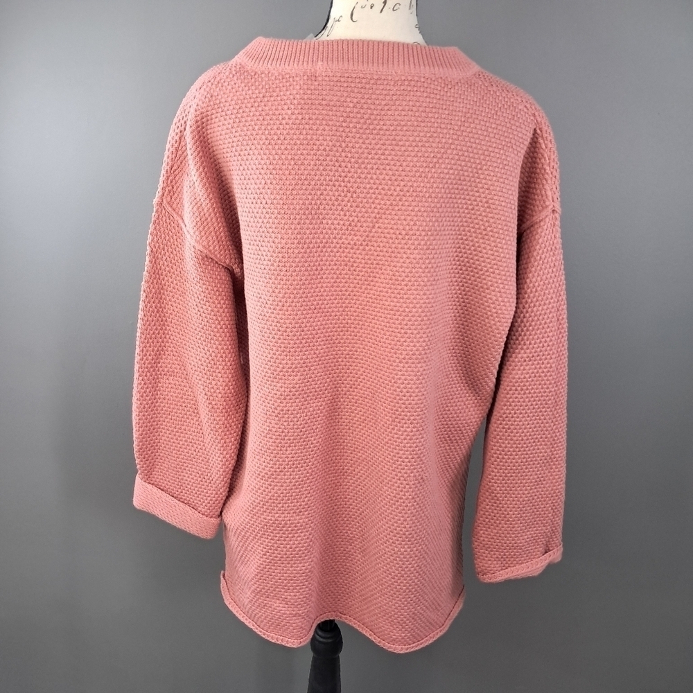 Free People Beach Women Hailey Hailee Waffle Knit Sweater Rosie Pink Size XS - Picture 2 of 9